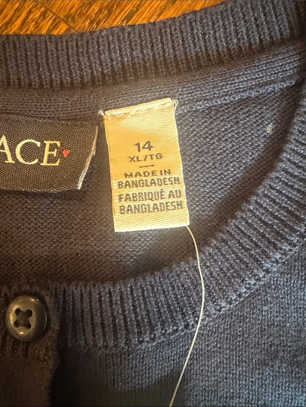 Place Navy Blue Button-Front Knit Cardigan